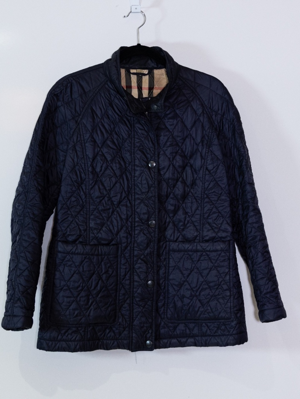 Burberry Brit Women's Full Zip Snap Button Quilted Water Resistant Jacket Blue